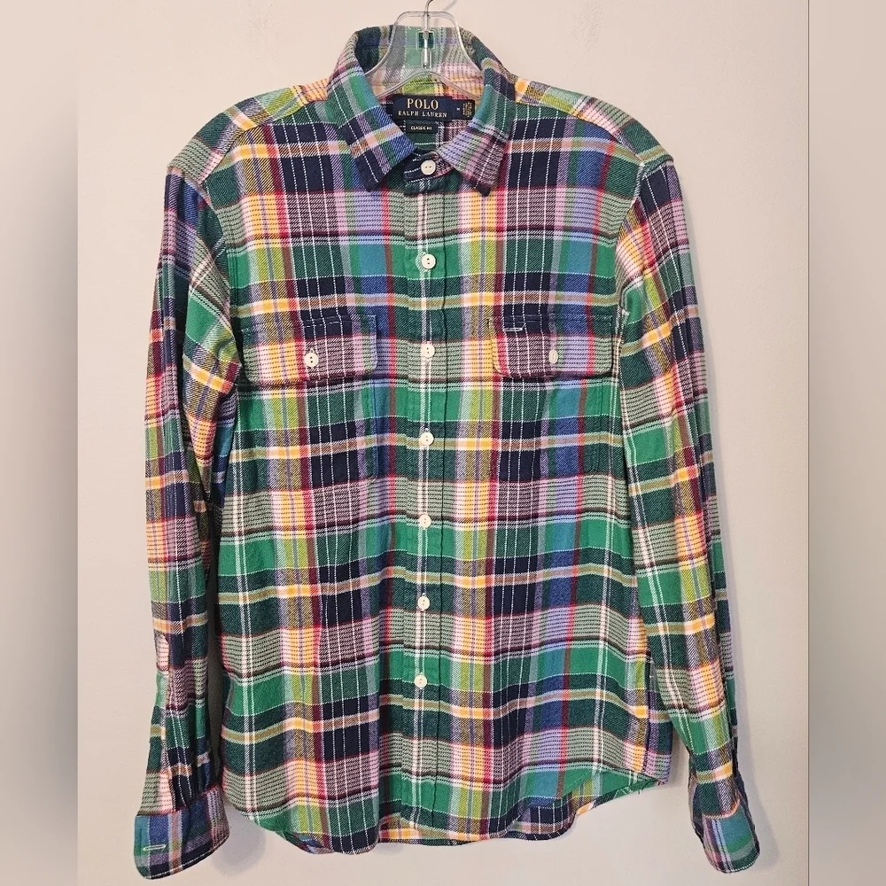 Polo Ralph Lauren Men's Classic Fit Flannel PlaidWorkshirt Heavy Cotton Medium